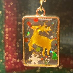 Holiday Reindeer Resin Pendant on Chain